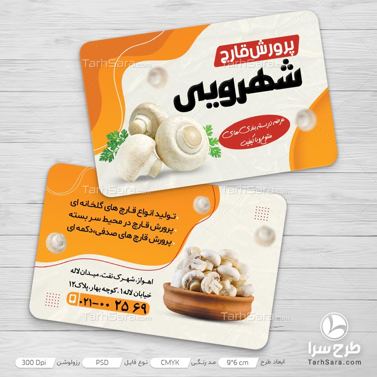 طرح لایه باز کارت ویزیت پخش قارچ