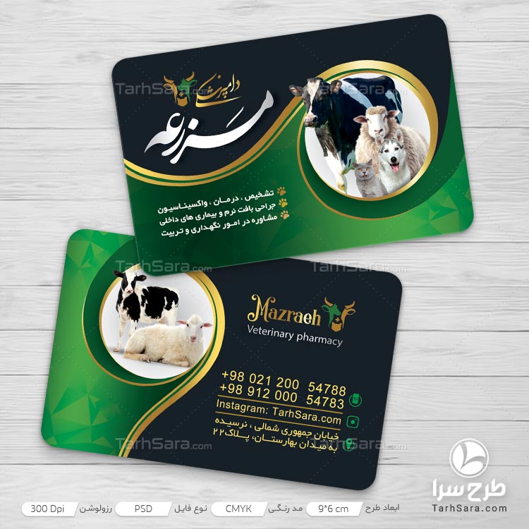 طرح لایه باز کارت ویزیت تبلیغاتی دامپزشکی