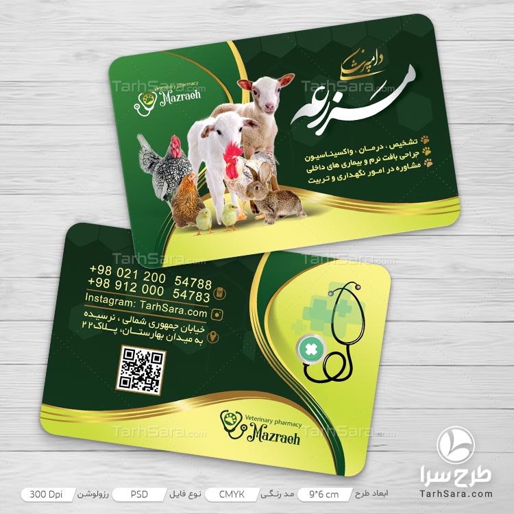 طرح لایه باز کارت ویزیت دامپزشکی