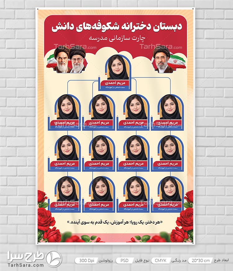 دانلود طرح لایه باز چارت سازمانی مدارس | فایل PSD آماده ویرایش